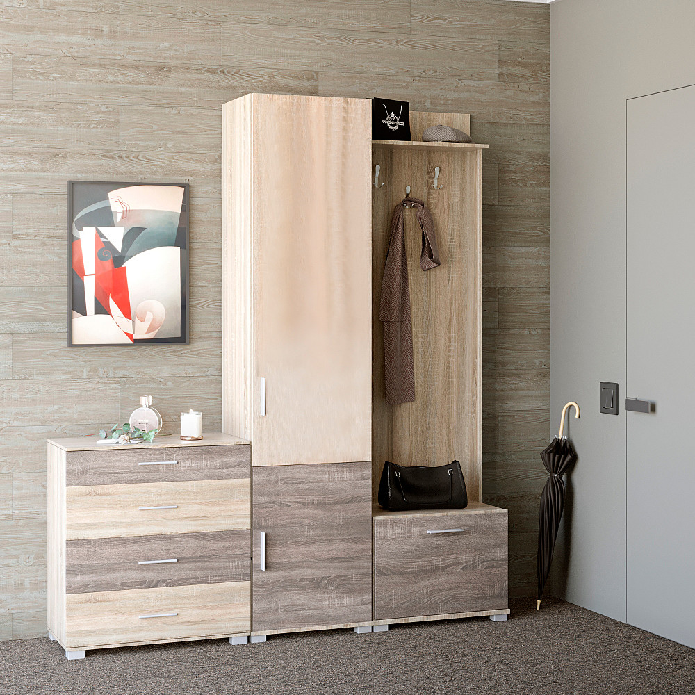 Прихожая Эверест Бриз-2 (3 элемента) сонома + трюфель (DTM-2655) Львов - изображение 1