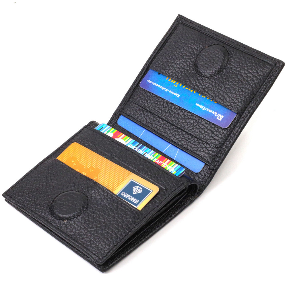 Классическое портмоне для мужчин из натуральной зернистой кожи CANPELLINI 21742 Черное Киев - изображение 5