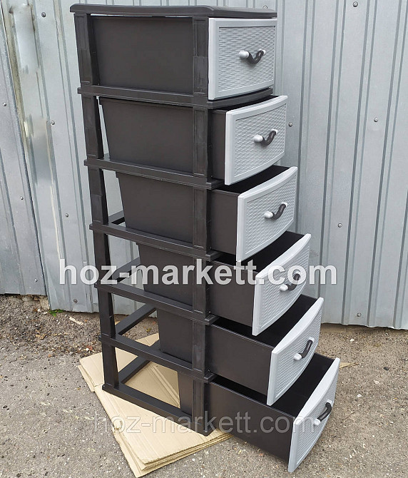 Комод пластиковый тумба Стиль серый на 6 ящиков Украина Харьков - изображение 5