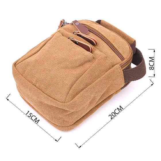 Стильна чоловіча сумка із щільного текстилю 21245 Vintage Коричнева Київ