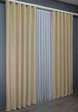 Комплект готових штор VR-Textil Блекаут Midnight № 1222ш Кремовий 150х290 см 2 шт (33-0058) Київ