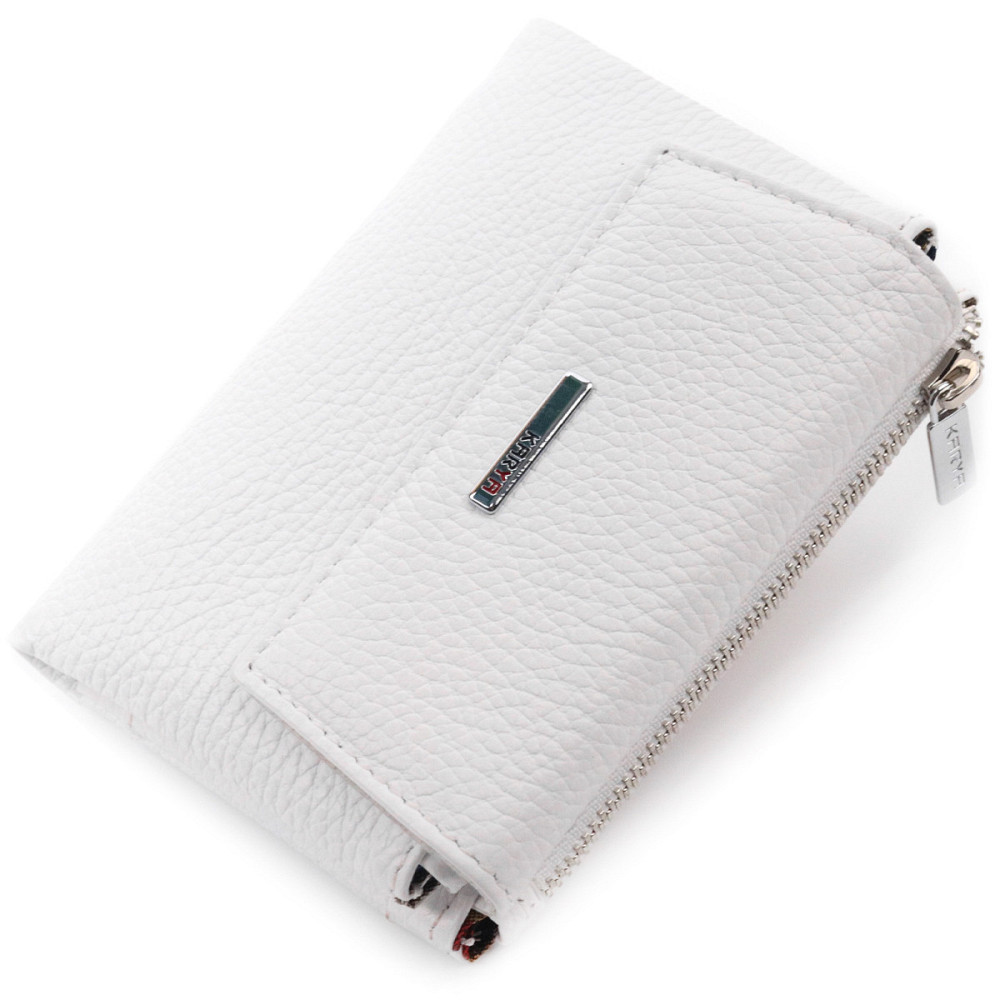 Компактный кошелек с монетницей на молнии из натуральной кожи KARYA 21383 Белый Киев - изображение 1