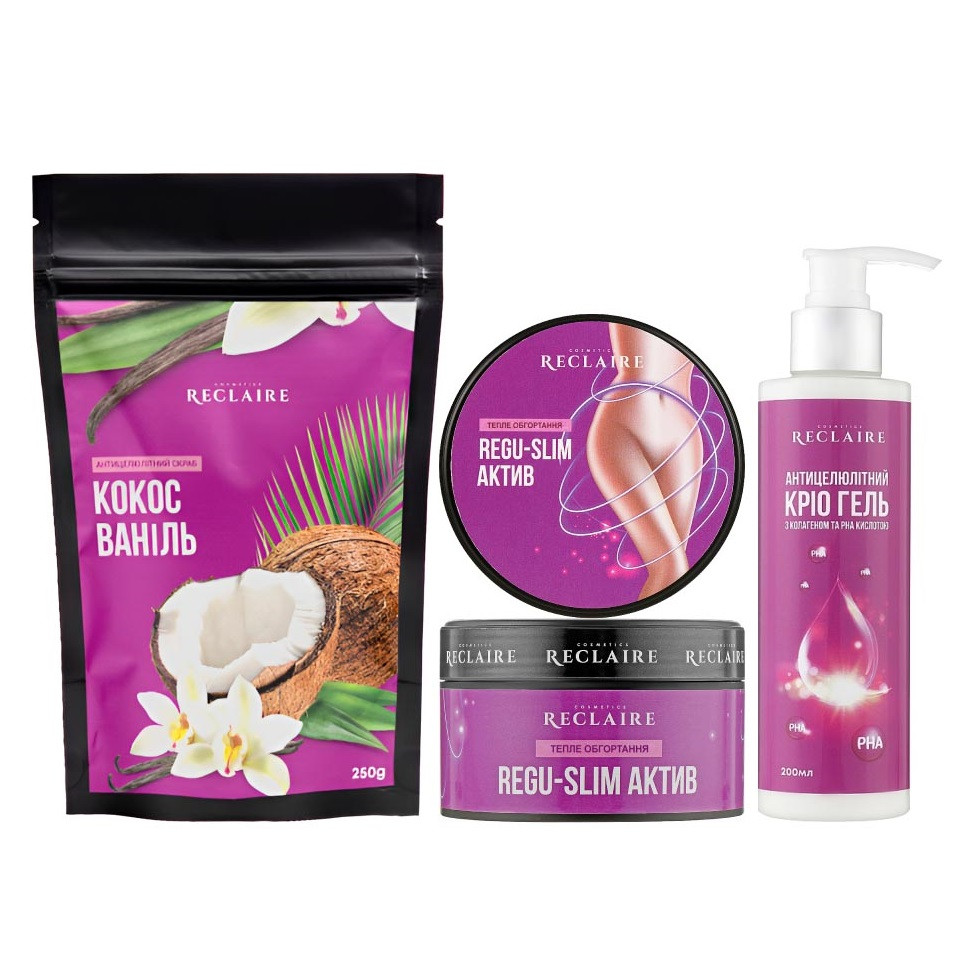 Антицеллюлитный набор для тела Скраб+Теплое обертывание+Крио гель Reclaire cosmetics Киев - изображение 7