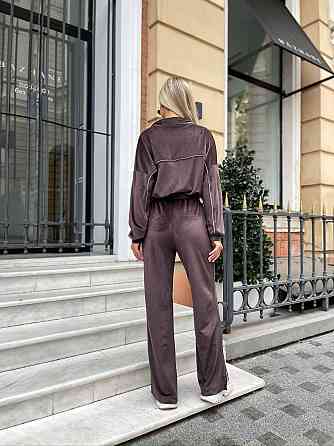 Женский стильный повседневный велюровый костюм двойка Шоколад Одесса