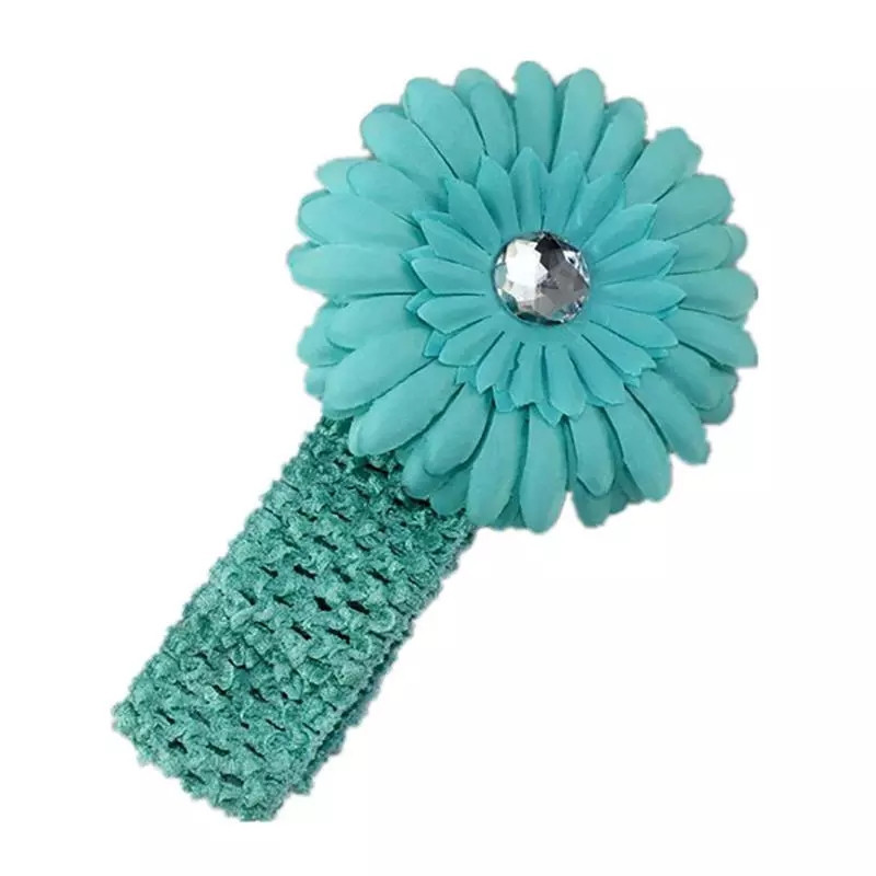 Детская повязка с цветком ментоловая - размер универсальный (на резинке), цветок 11см Киев - изображение 1