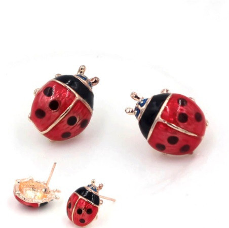 Серьги божьи коровки 13 мм красно-черный Киев - изображение 2