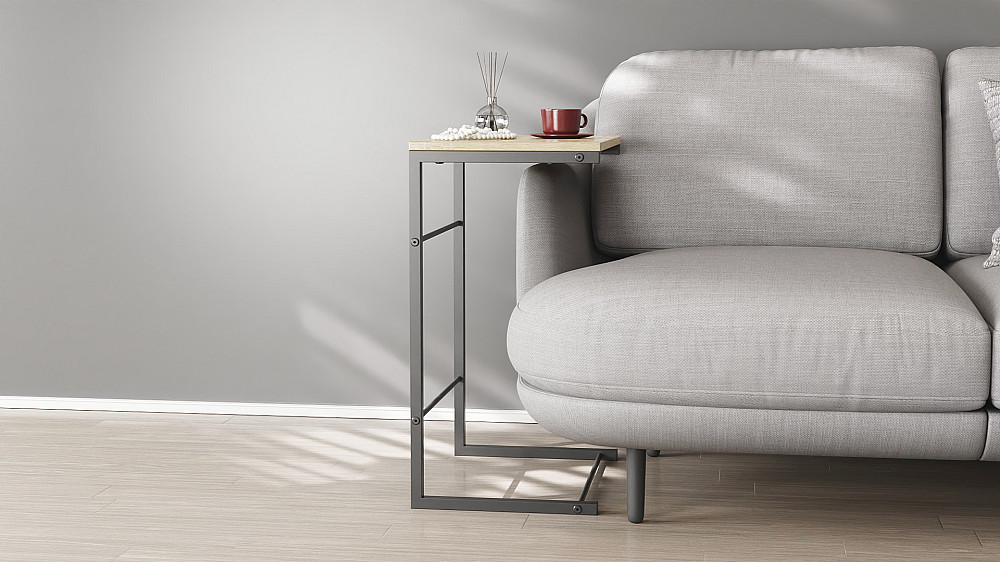 Столик приставний Террі Ferrum-decor 650x440x330 Чорний метал ДСП Дуб Сонома 16 мм (FRD-104651) Дніпро - фото 3