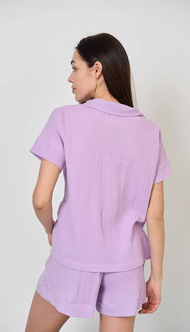 Мусліновий комплект жіночий шорти і сорочка лавандовий L Харків - фото 6