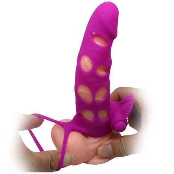 Насадка на член - Pretty Love Vibrating Penis Sleeve With Ball Strap 6" Purple Sex Aura Київ