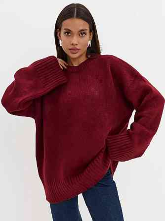 Женский базовый оверсайз свитер машинная вязка Бордо Одесса