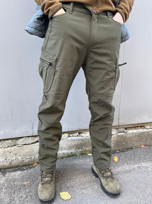 Тактические теплые штаны Softshell Хаки XL Винница - изображение 3