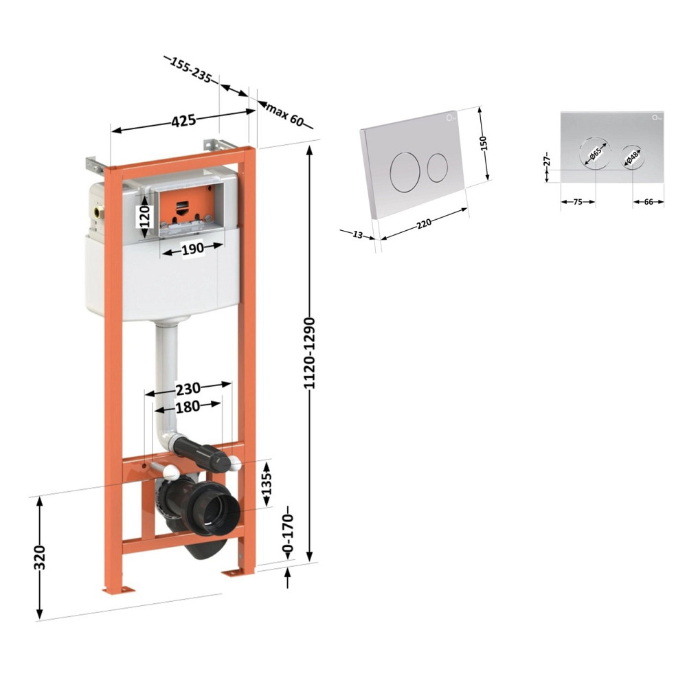 Набір інсталяція 4 в 1 Qtap Nest ST з круглою панеллю змиву QT0133M425M11111SAT Київ - фото 2