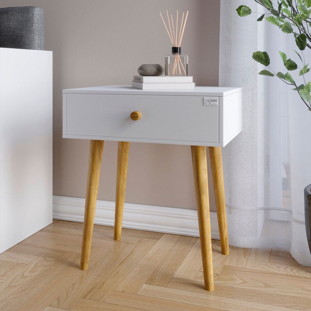 Тумба прикроватная LION Хьюге-4 Нимфея Альба (белый) (LION-041001) Днепр - изображение 1