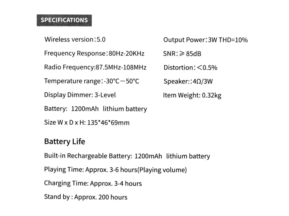 Портативна Bluetooth колонка-годинник KIMISO K-10: 2 динаміки, FM-радіо, будильник, до 5 годин роботи Одеса - фото 8