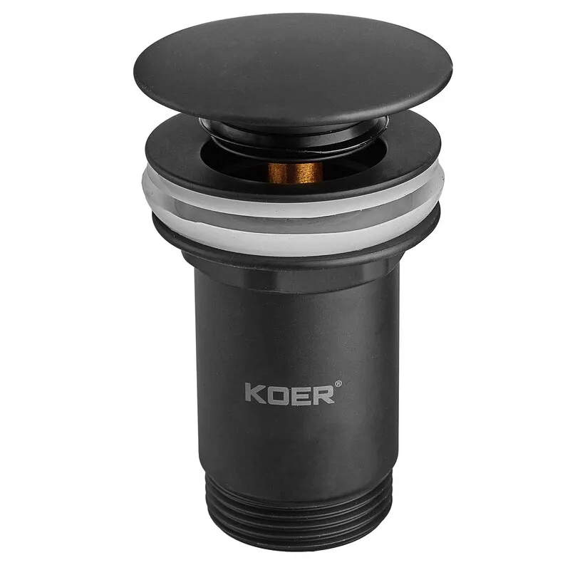 Донный клапан для раковины Koer PW-07-05 1 1/4'' с переливом автоматический СLICK-СLACK (Цвет черный) (KR5785) Киев - изображение 1