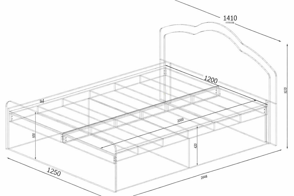 Ліжко Діана двоспальне, Білий, 2048х1410х1030 Львів - фото 2