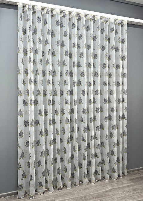 Тюль VR-Textil 1801т Шифон з принтом Білий з сірим 400х270 см (42-1245) Київ - фото 3