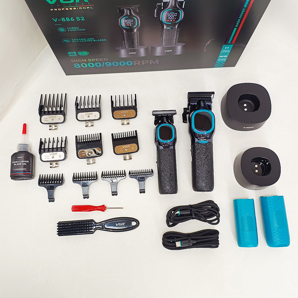 Комплект для стрижки VGR 2 в 1 V-886 S2 BLACK, аккумуляторная машинка и триммер TD-61 Львов - изображение 17