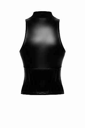 Топ Noir Handmade F324 Glam, M, black, халтер, на блискавці, вінілові вставки, комір-стійка Sex Aura Київ