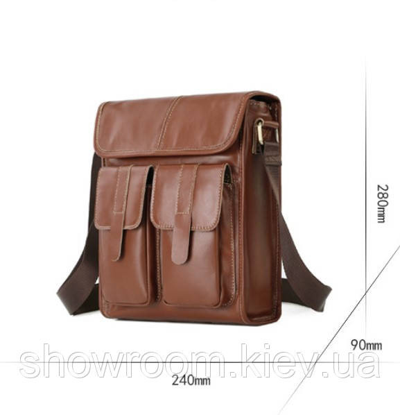 Сумка чоловіча через плече Leather Collection (368) коричнева шкіряна Київ - фото 3