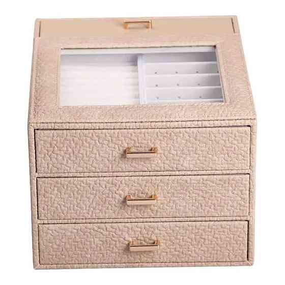 Шкатулка для украшений из эко кожи 3 яруса органайзер для ювелирных изделий HP-5-16CR Киев