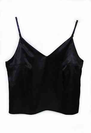 Шовкова майка на тонких бретельках Чорний XL/2XL Харків