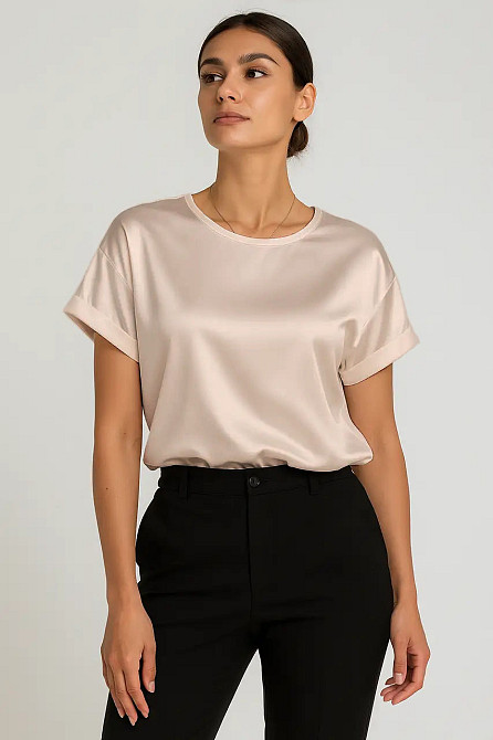 Женская футболка из шелка Бежевый S Харьков - изображение 1