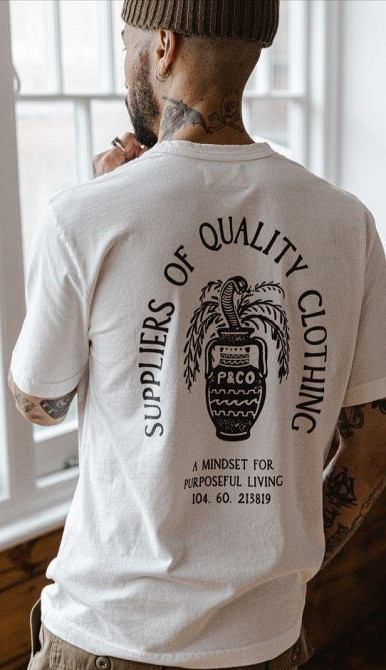 Футболка чоловіча с принтом  48 Біла 2664093766 Дніпро - фото 1