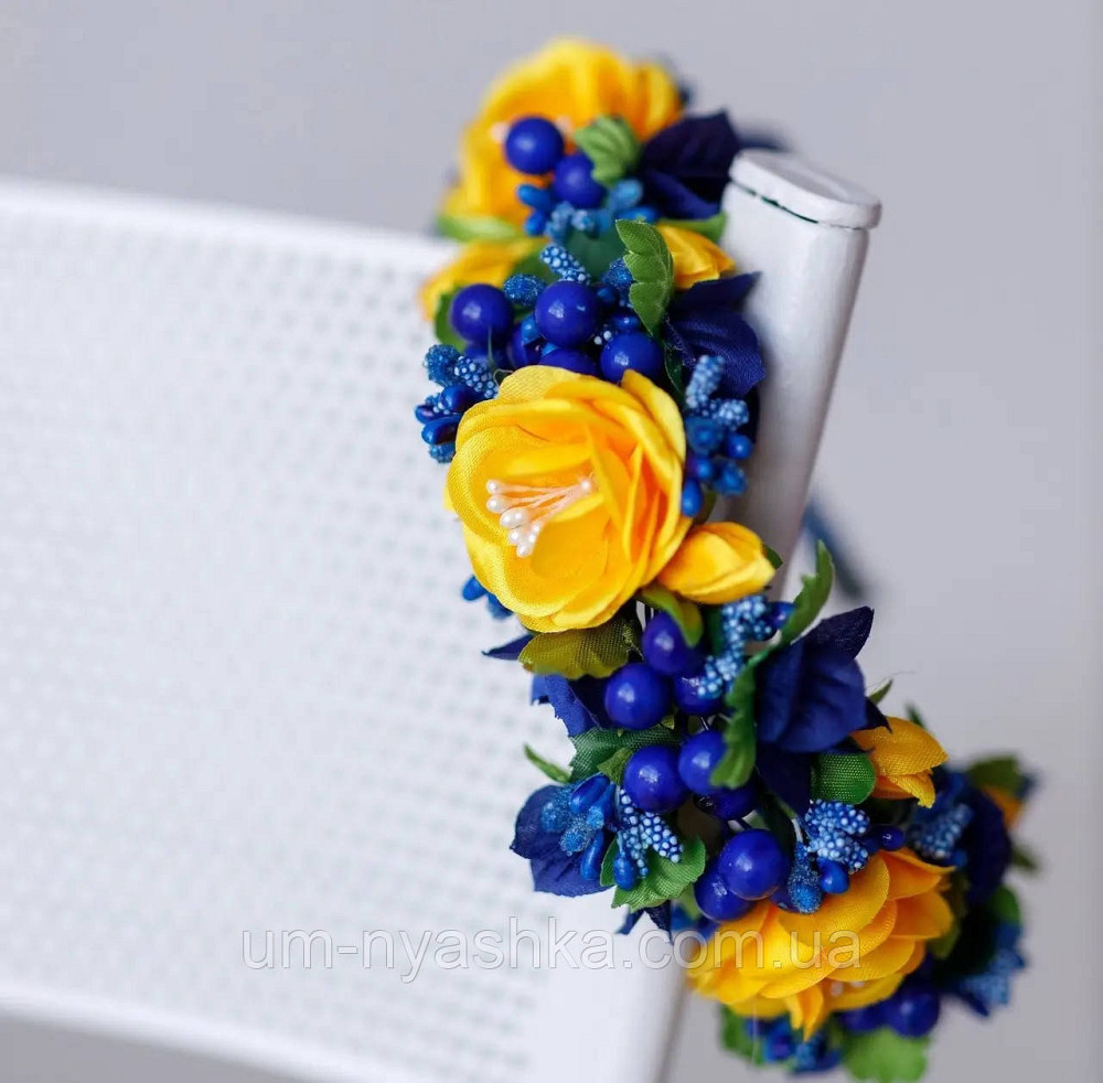 Віночок з квітами "Багатий синьо-жовтий" Кривий Ріг - фото 1