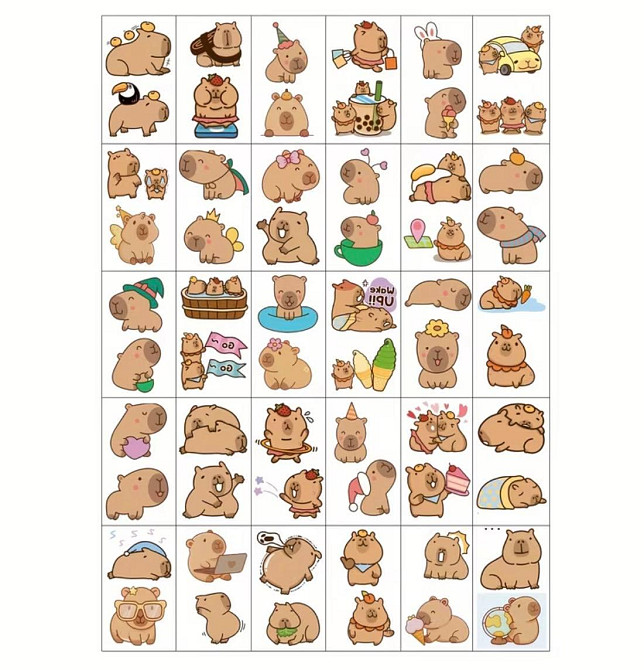 Набір 30 шт тимчасові тату капібара наклейки на тіло дитячі водостійкі тату стікери Київ - фото 1