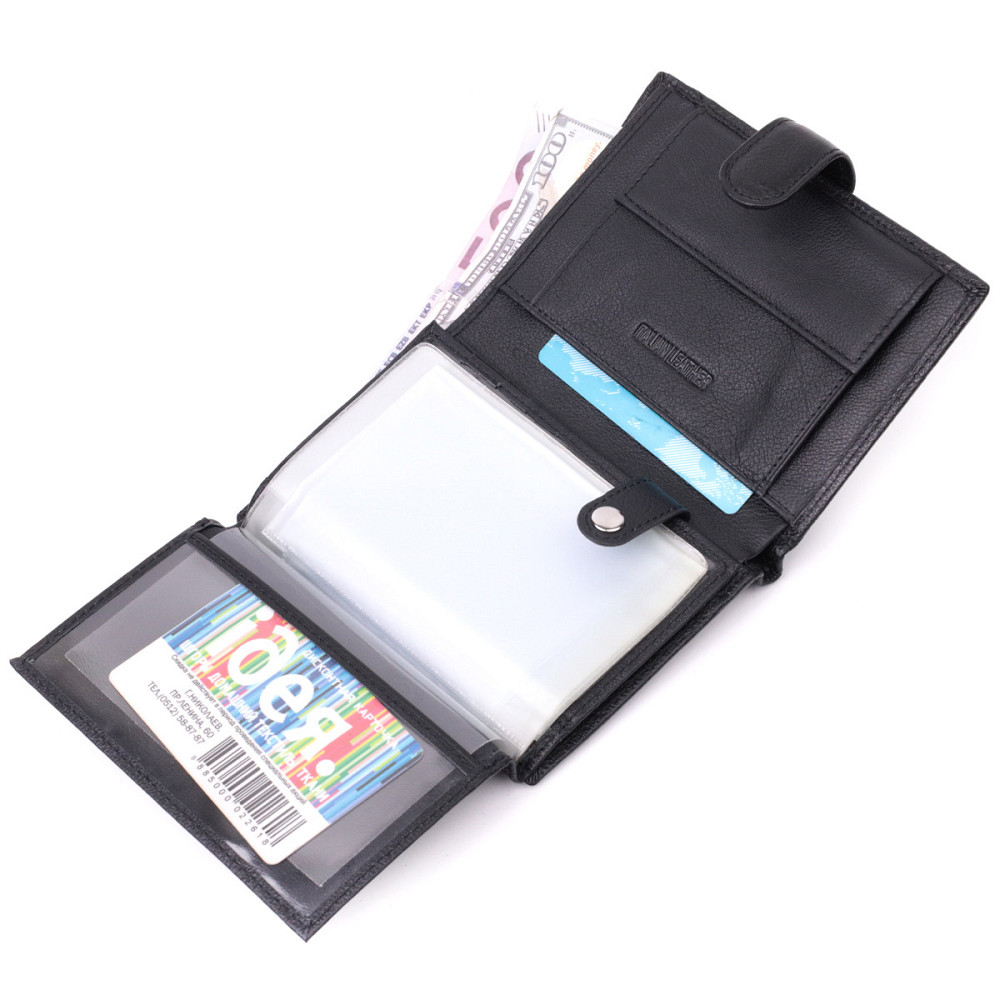 Вместительный мужской бумажник с блоком под документы из натуральной кожи ST Leather 22491 Черный Киев - изображение 4