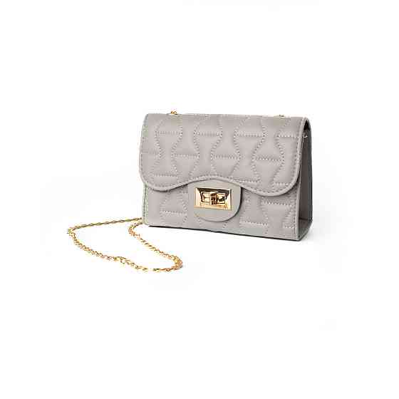 Сумка женская через плечо, сумочка клатч со стеганым узором и ручкой-цепочкой, Серый Каменец-Подольский