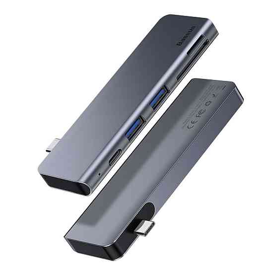 Багатопортовий хаб Baseus Harmonica 5-in-1 HUB Adapter CAHUB-K0G (Сірий, Тип-C to USB 3.0 x 2/SD/TF/Type-C) Николаев
