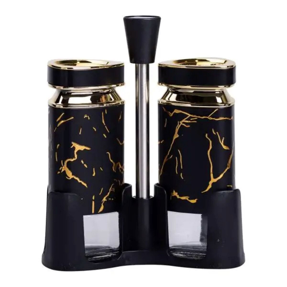 Yiwu Набір для спецій на підставці солонка і перечниця по 120 мл Чорний HP-1353 Киев - изображение 1