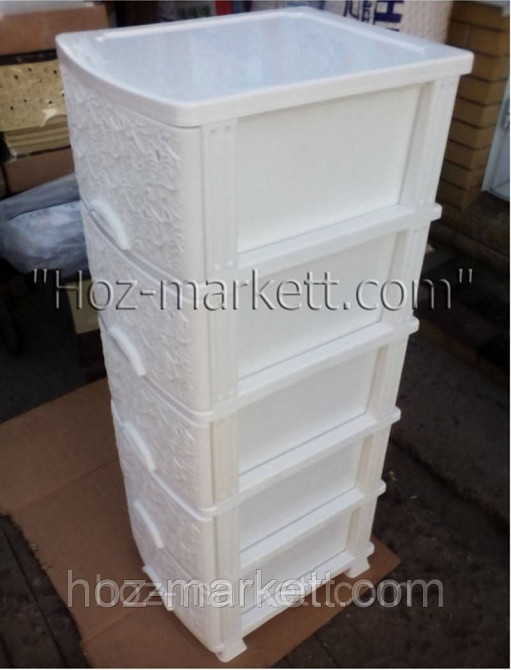 Тумбочка комод пластиковый белый на 5 ящика ажурный Харьков - изображение 6