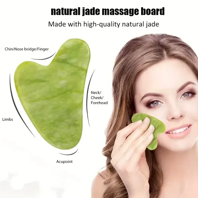 Гуаша-скребок з нефриту 1 шт – акупунктурний масажер для обличчя та тіла, натуральний камінь Київ - фото 4