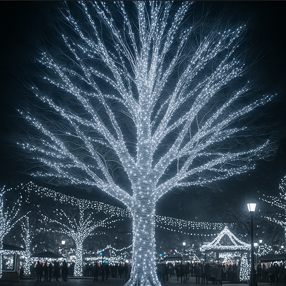 Гірлянда Різдвяна фея вулична 100 (м) 1000 LED чорний провід Білий CF1000L100MBW Київ - фото 3