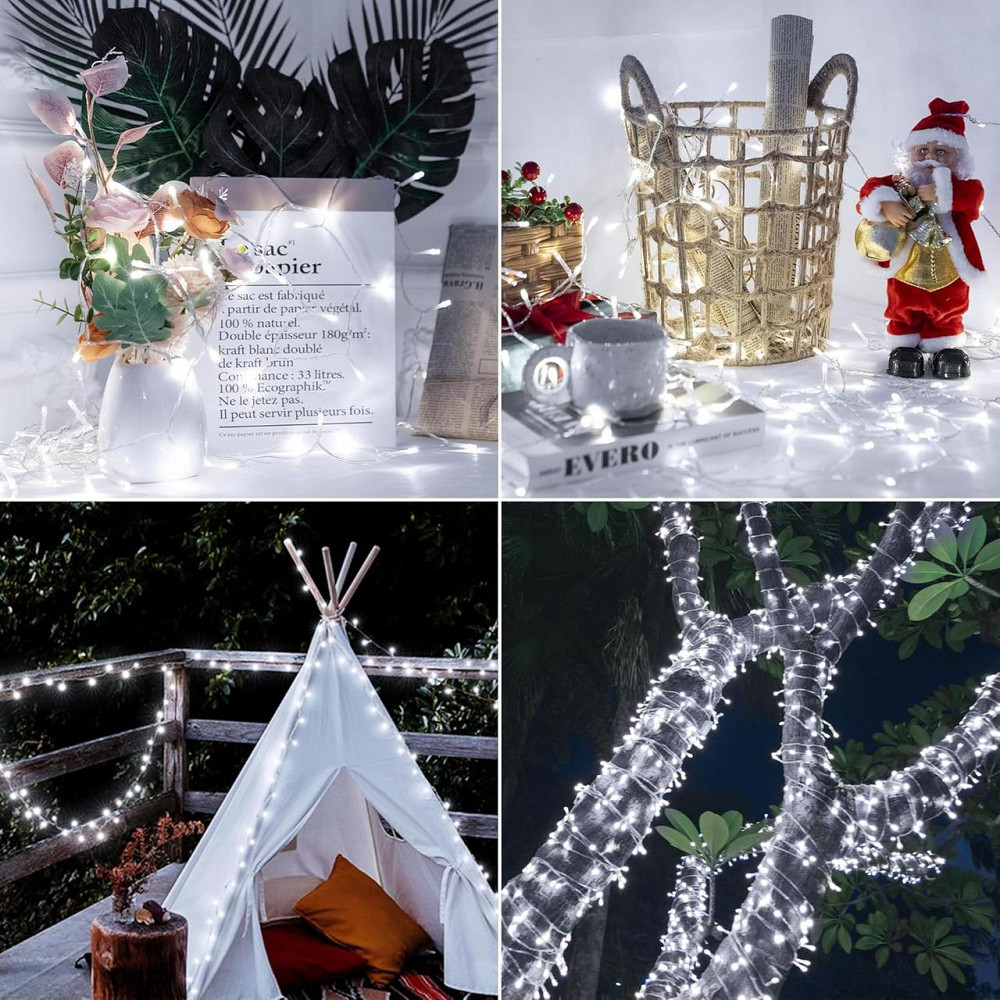 Світлодіодна гірлянда ZeMu Fairy Lights 10 м, 100 LED, холодне біле світло, IP44, на батарейках, для дому та вулиці Київ - фото 7