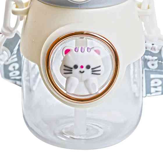 Детская бутылка для воды с трубочкой и ручкой, 820 мл, серый Киев