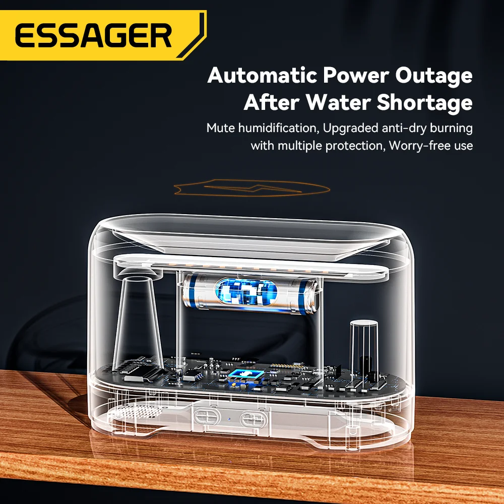 Зволожувачі повітря ESSAGER Flame Aromatherapy Humidifier Black Одеса - фото 5