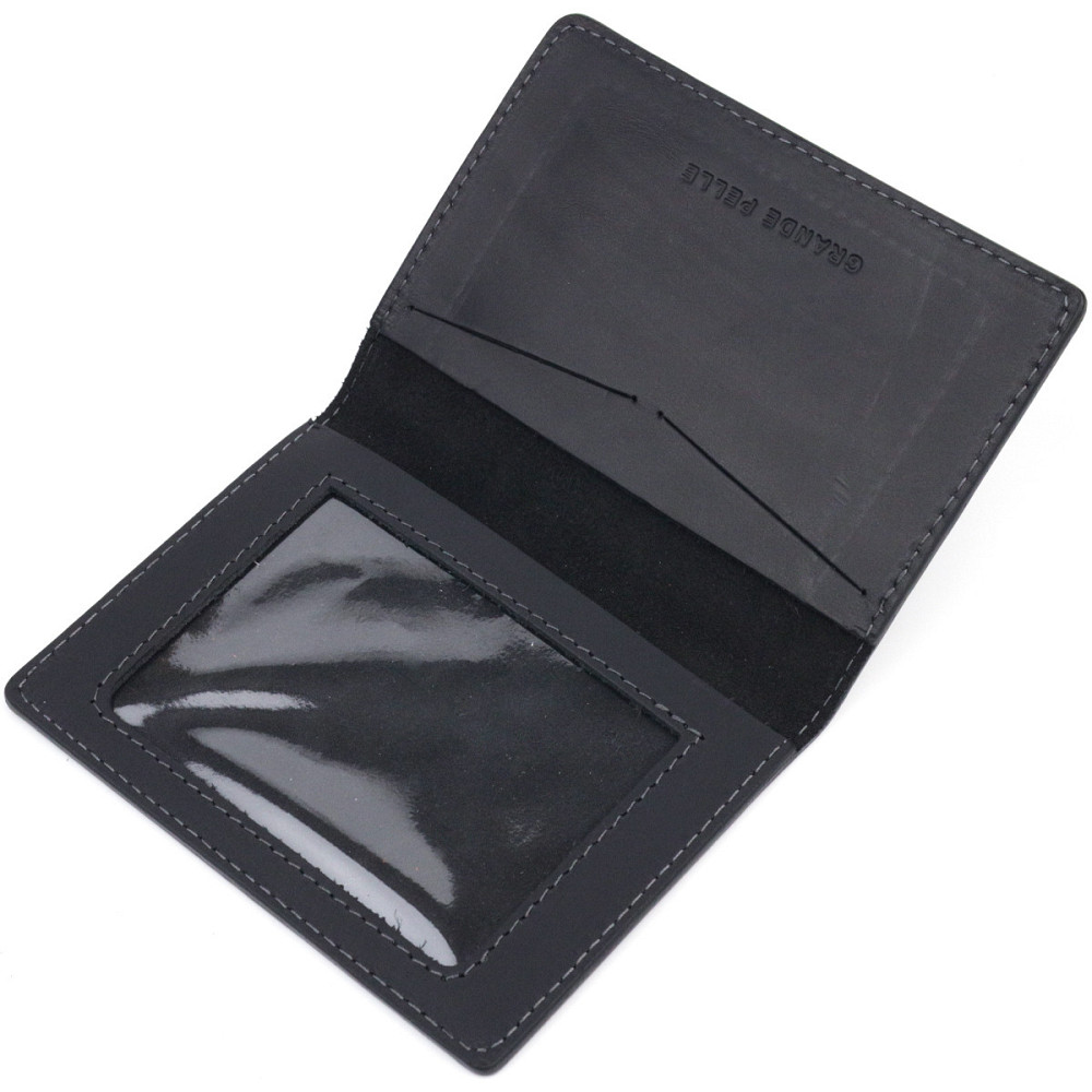 Стильная обложка на военный билет в винтажной коже Карта GRANDE PELLE 16780 Черная Киев - изображение 5