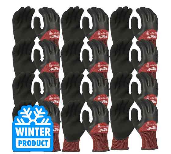 Рукавиці робочі зимові MILWAUKEE, з опором порізам 3/С рівня, розмір 11/XXL, (72шт) Одеса