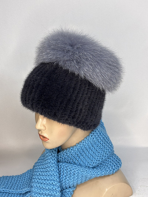 Норковая шапка женская меховая зимняя Мерлин Графитовый Харьков - изображение 10
