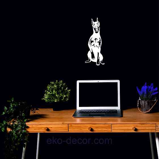 Декоративне настінне Панно «Доберман», Декор на стіну 110*44 см, Білий Київ