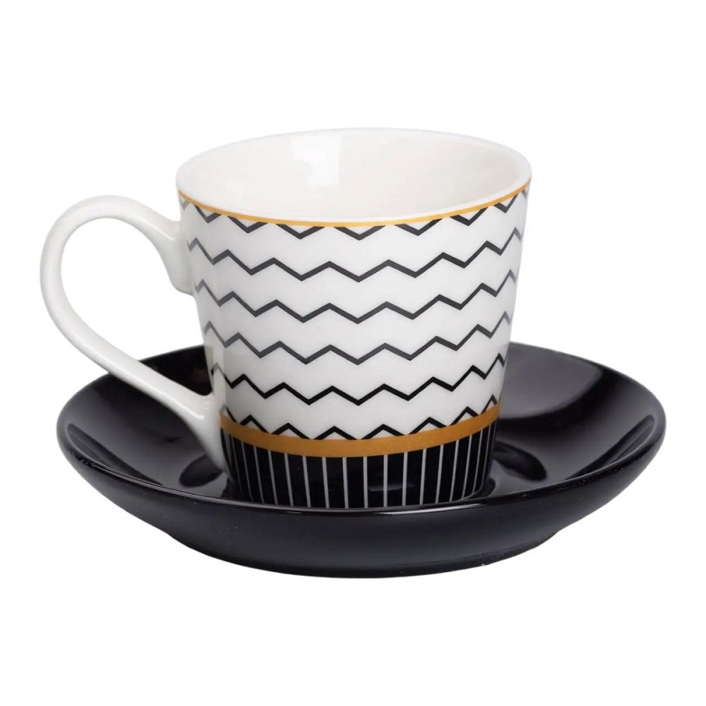 порцелянова чашка з чорним блюдцем 200 мл RX-N24708WH Коломия - фото 1