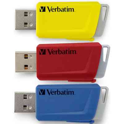 USB флеш накопитель Verbatim 3x16GB Store 'n' Click Red/Blue/Yellow USB 3.2 (49306) Винница