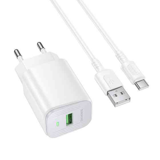 Мережевий зарядний пристрій з кабелем BOROFONE BAS82A Star single port QC3.0 charger set (Type-C) (EU) White Одеса
