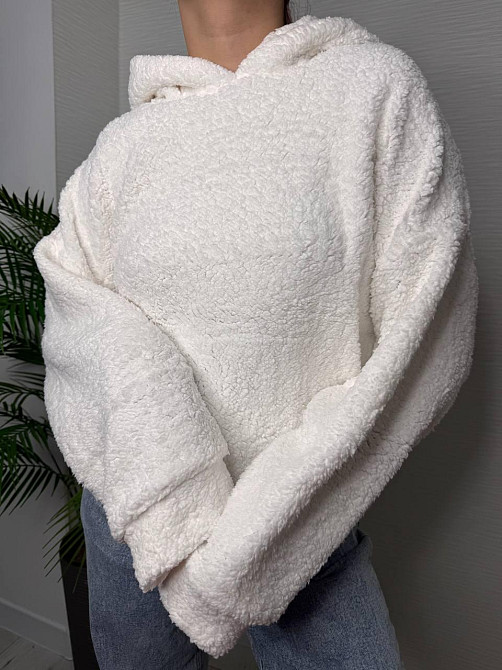 Женская теплая плюшевая худи с ушками турецкий мягкий мех Белый Одесса - изображение 9