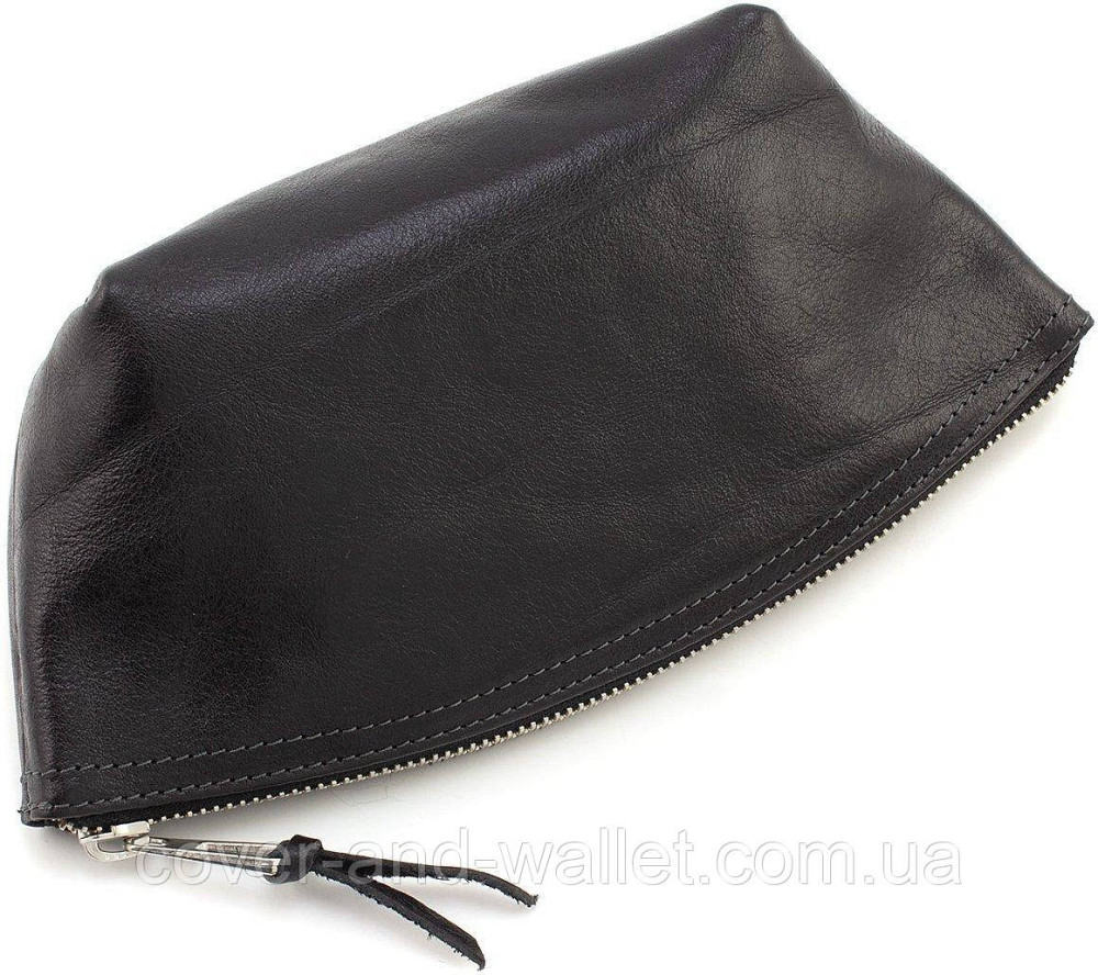 Стильна жіноча шкіряна косметичка чорного кольору Grande Pelle Київ - фото 2