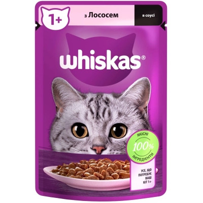 Влажный корм для кошек Whiskas Лосось в соусе 85 г (5900951302053) Винница - изображение 1